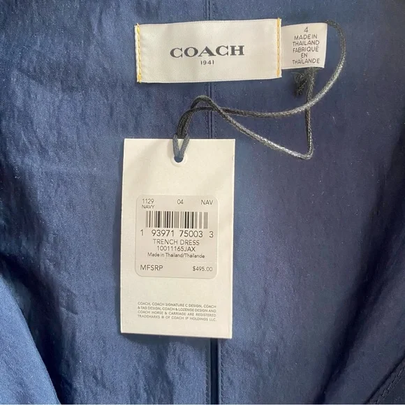 Coach Belted Navy Trench Dress NWT - Picture 13 of 16